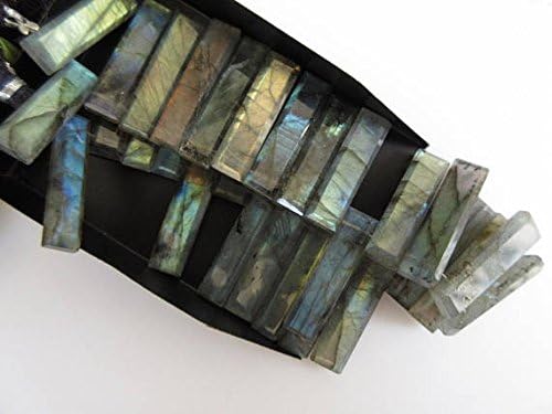 natural labradorite long baguette shaped step cut side drilled faceted cabochon, labradorite briolette beads, labradorite 4