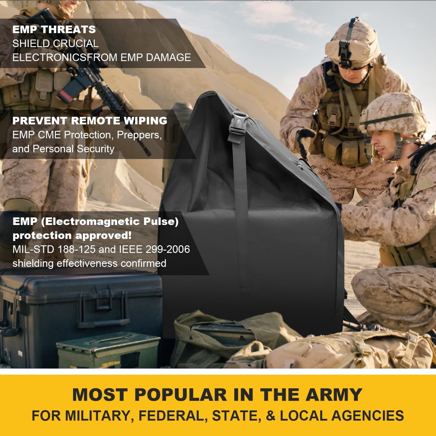 Faraday Bag for Generators & Extra-Large Electronics, Military-Grade RF Shielding Case Designed for EMP, CMEs Solar Flare Protection, XL Capacity