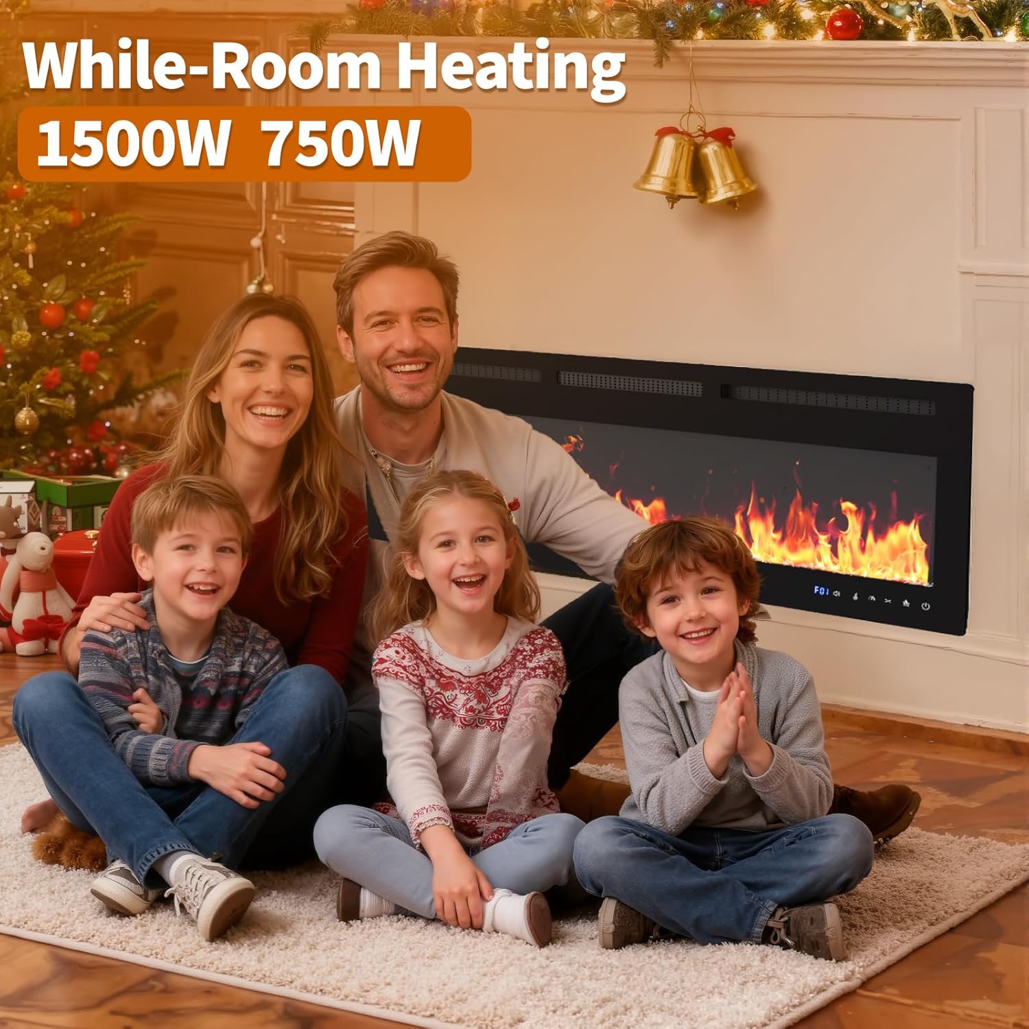 50 Inch Smart Electric Fireplace, Wall Mounted & Recessed Electric Fireplaces, WiFi & Alexa Control, Remote, Adjustable Flames, 1500W Heater w/Thermostat, Realistic Fireplace (50 Inches)