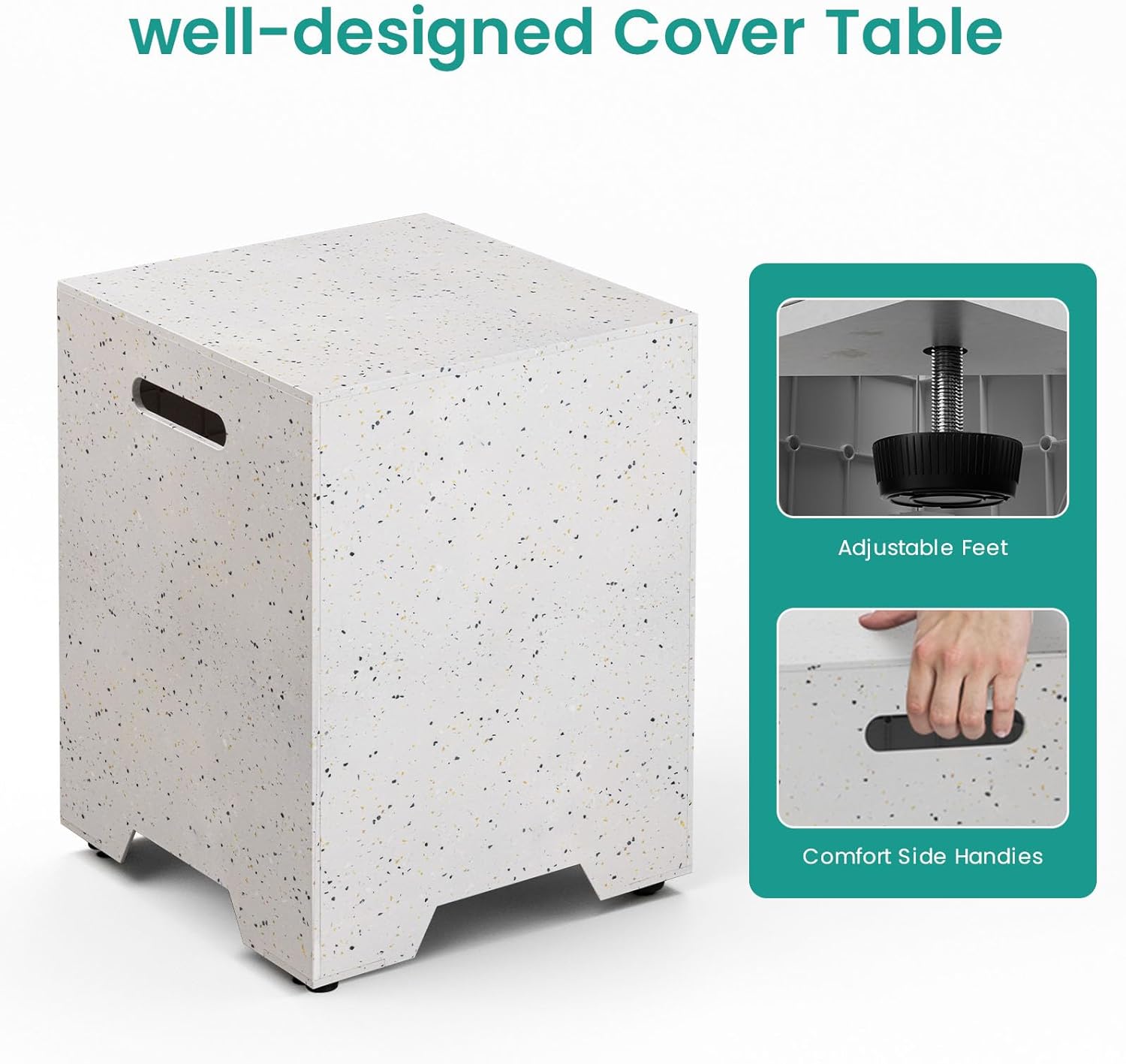 SUNBURY Slate Gray 16 inch Propane Tank Storage Box for 20 Gallon Propane Tanks,ABS Detachable Cover for Fire Pits,Doubles as Sturdy Outdoor Table