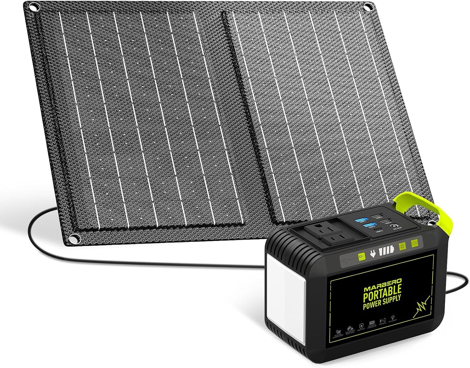 MARBERO 88.8Wh Solar Generator with 21W Solar Panel Included Portable Power Station 80W 110V 120W Max for Camping Outdoor Hiking Fishing Emergency