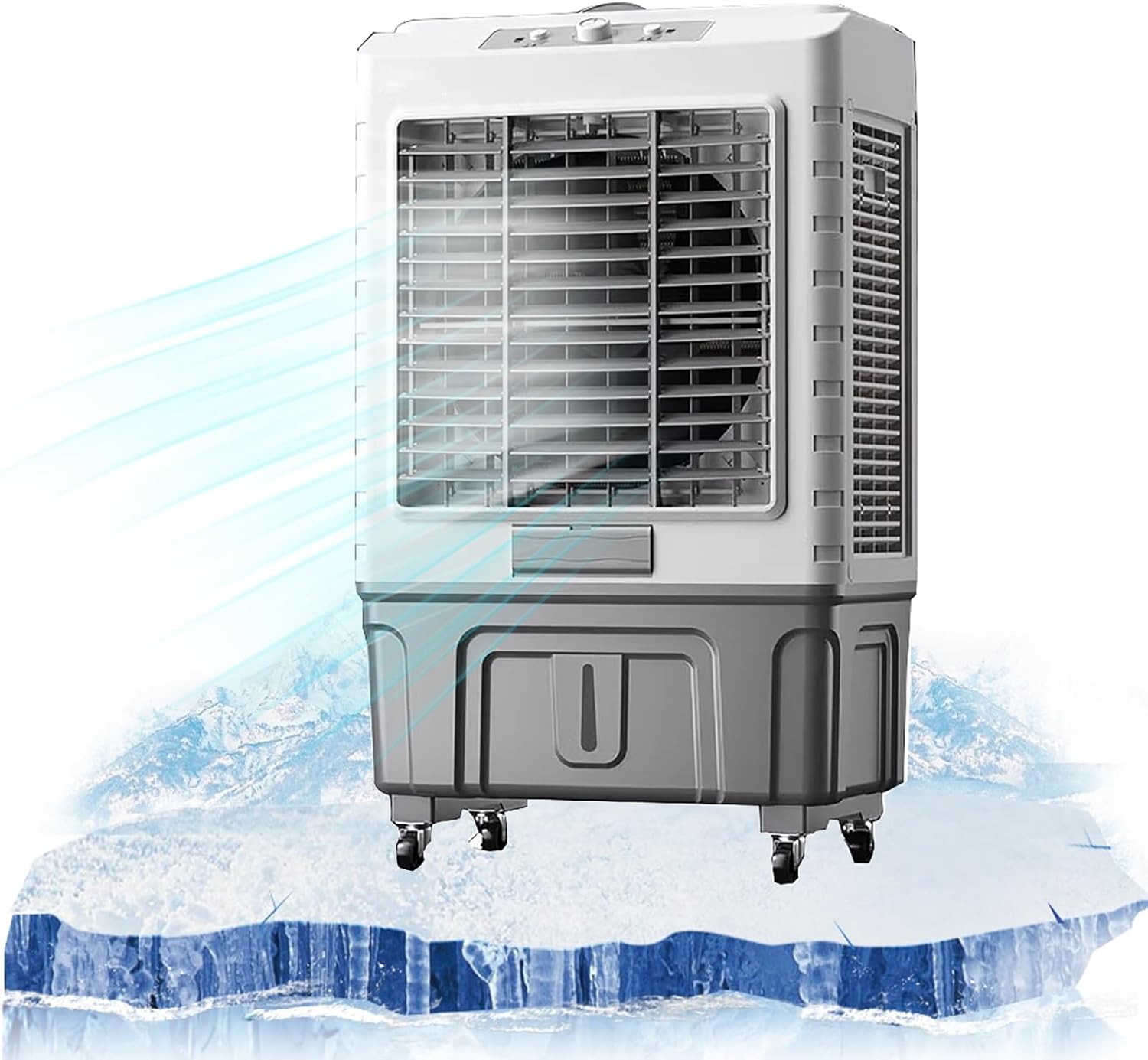 Air Coolers for Home 3 in 1 Evaporative Air Cooler, 3 Speeds Portable Room Air Conditioner, 4 Ice Crystal Boxes & 55L Water Tank, Auto Oscillation