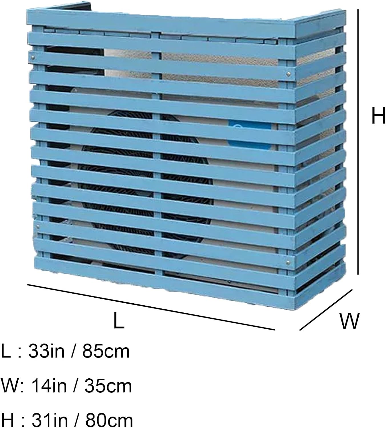 Wood Air Conditioner Covers for Outside, Outdoor Air Conditioner Cover Fence, Weather Resistant, Aesthetically Pleasing Decorative, Easy to Care(Blue,33x14x31in/85x35x80cm)