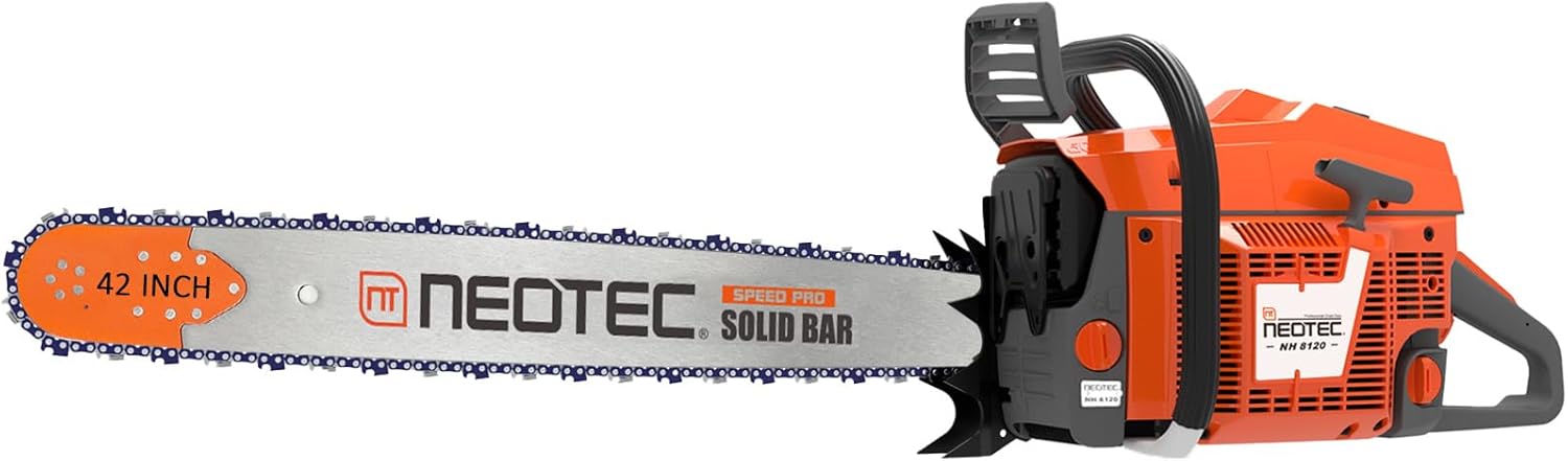 120cc Gas Powered Chainsaw with 42 Inch Bar, 8.4hp 6.2kw Big Large Chain saw 2-cycle Motosierra De Gasolina for Extreme Logging Cutting, All Parts Fit for Husqvarna 3120 Xp, NEOTEC NH8120 Chainsaw Gas