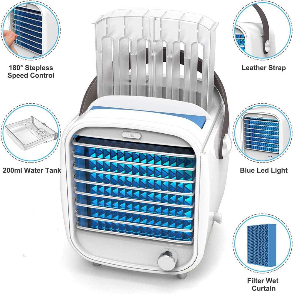 Portable Mini Air Cooler 3 in 1 Fast Cooling Mobile Conditioner Air Fan USB with Adjustable Speeds for Home Bedroom Office