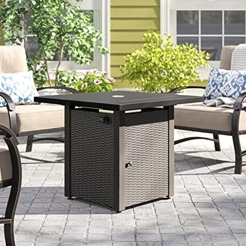 GARDEN COMFORT® Gas Fire Pit Table 28 inch Outdoor Propane Fire Pit Table, 50000 BTU Square 28