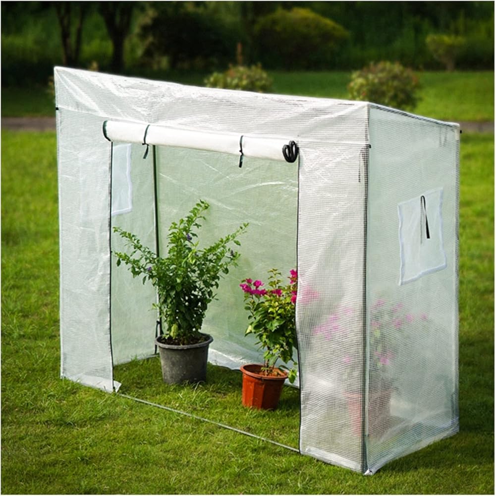 GDMING Tomato Garden Greenhouse, Walk in Greenhouse Reinforced PE Weather Cover Growbag Growhouse with Roll-up Door Vegetables Grow Tent Seedling Cultivation (Color : White, Size : 200x77x170cm)