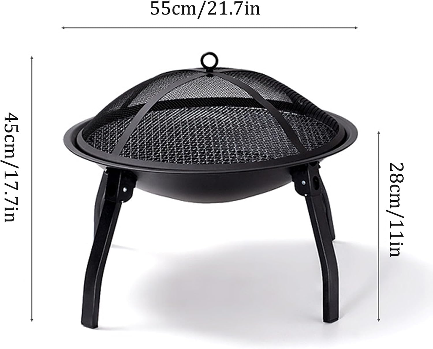 Portable Fire Bowl Folding Wood Burning Fire Pit Iron Brazier 21.7'' Outdoor Fire Pit Burning Bonfire Incinerator for Backyard Garden Camping Picnic.(Style3-55x45CM/21.7x17.7IN)