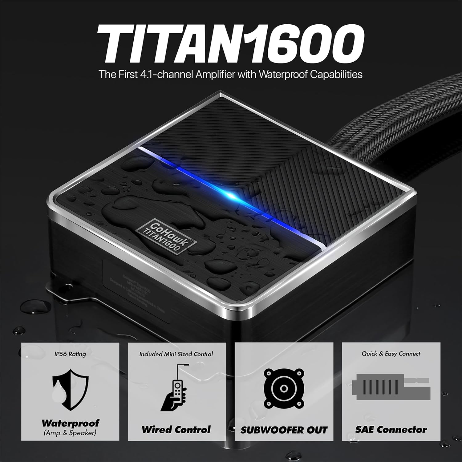 GoHawk Motorcycle Bluetooth Speakers | 4-Speaker Waterproof 4.1-Channel Amplifier Audio System w/ 4.25