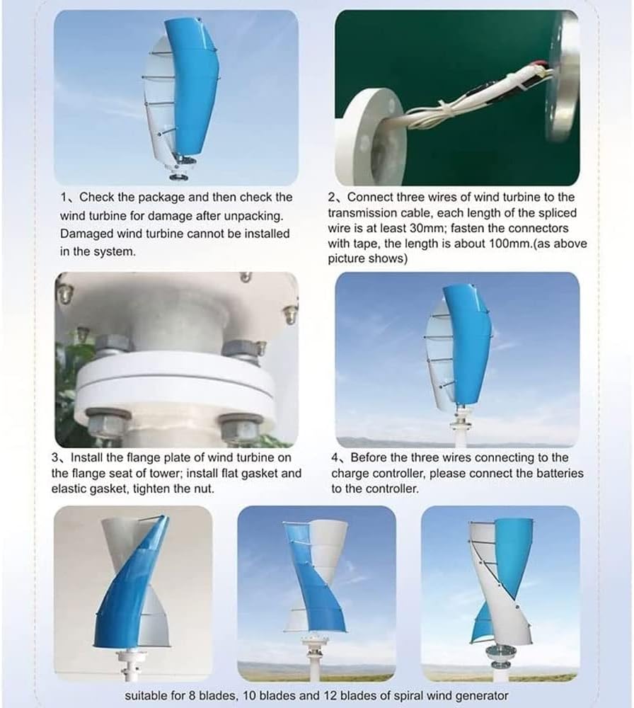 Vertical Wind Turbine Generator 100-400W, 24V/12V Efficient Wind Power System with Charge Controller & Dual Blades, Ideal for Home Energy Solutions