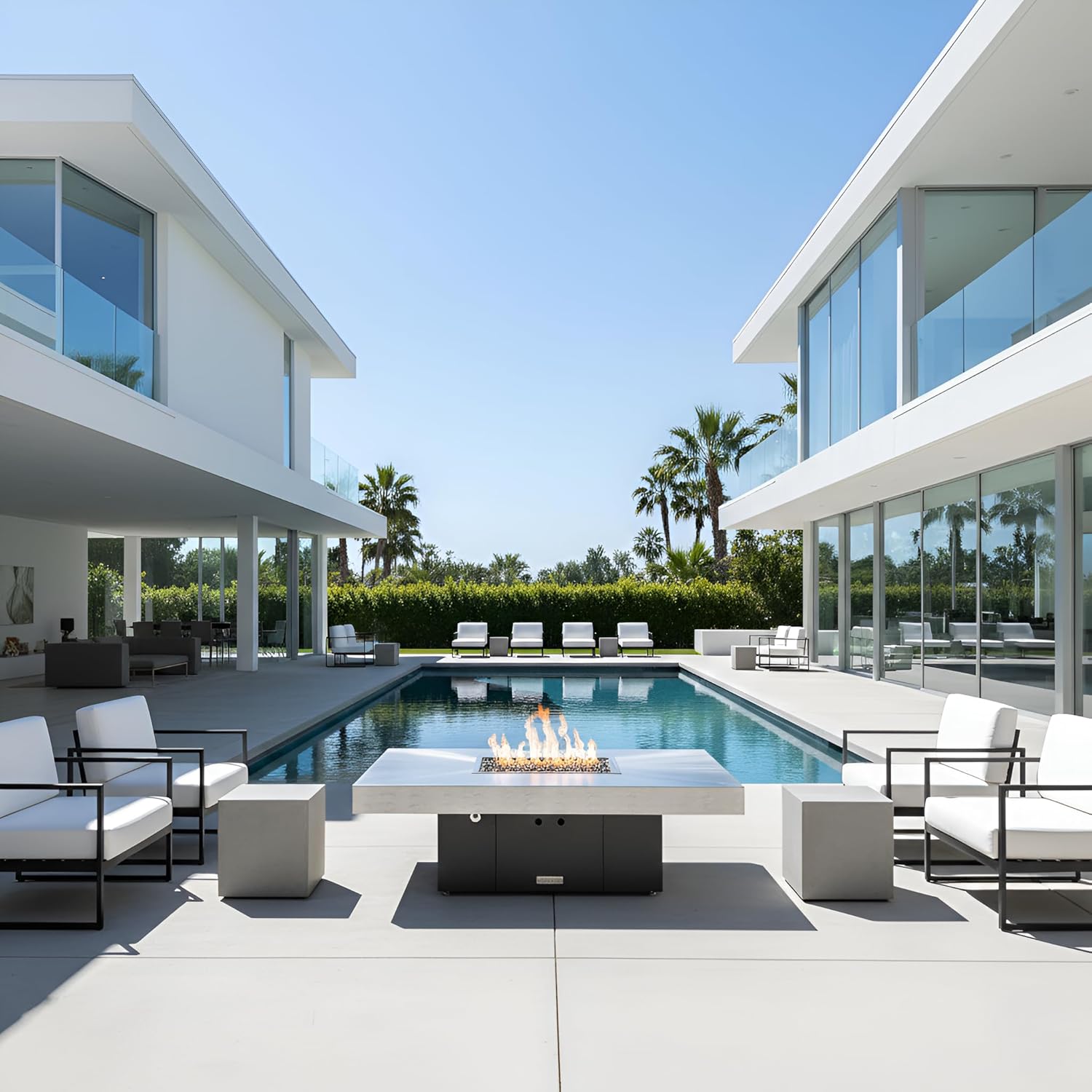 COOKE Santa Barbara Rectangular Fire Pit Table - 40 x 30 - Natural Gas - Brushed Aluminum Top - Grey Texture Powdercoat Base