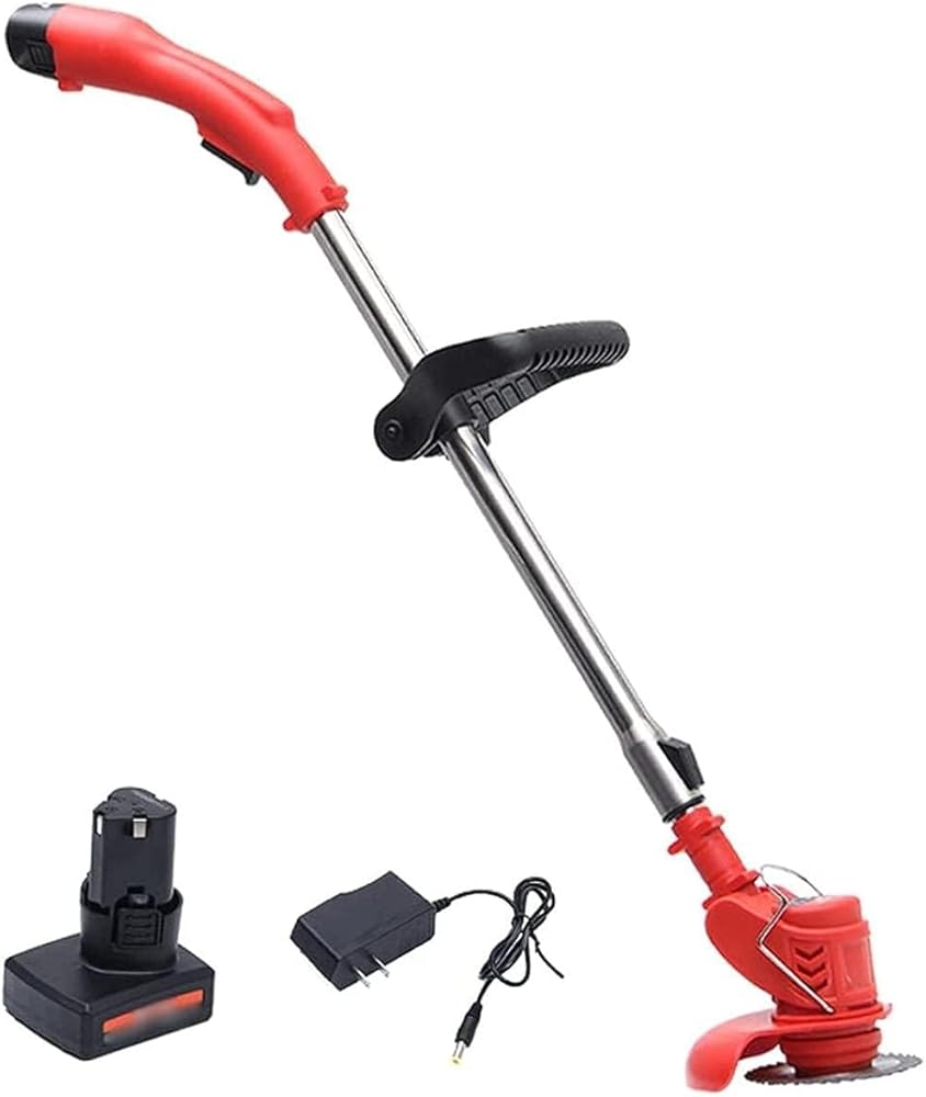 Cordless Grass Strimmer Push Along Lawn Mower Manual Mower Electric Lawn Mower Cordless Lawn Trimmer 12V Rechargeable Lithium Battery Portable Home Electric Lawn Mower