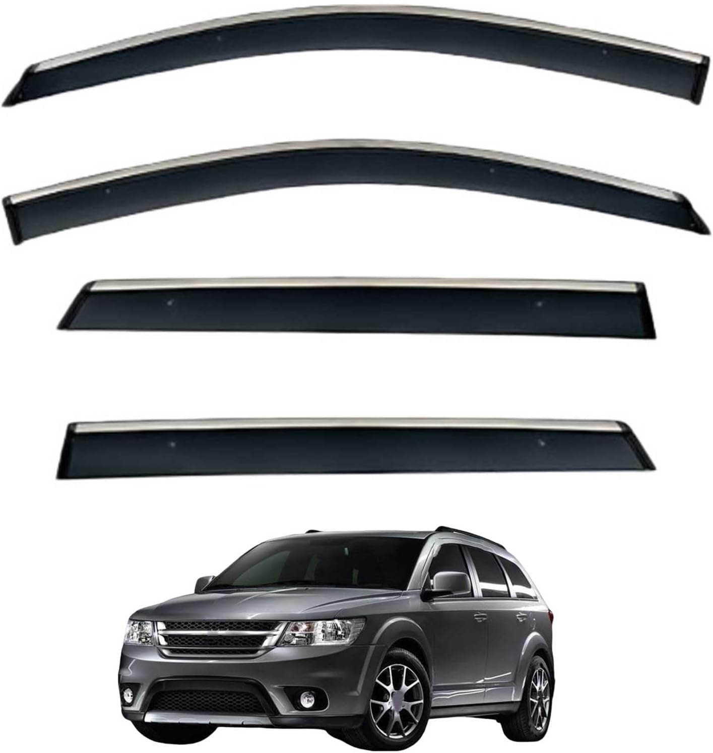Window Deflectors for Fiat Freemont MK1 2008-2020, Sun Rain Guard Window Visors Vent Shades with Bright Stripes Car Accessories