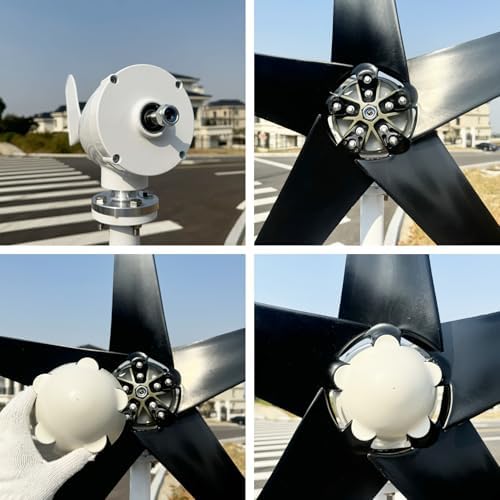 800W-1200W Wind Turbine Generator Kit - 12V/24V/48V, MPPT Controller, 5 Durable Black Blades, Aluminum Alloy Shell for Home, Boats, Roofs, Parks, Farms, 1000W Power Output