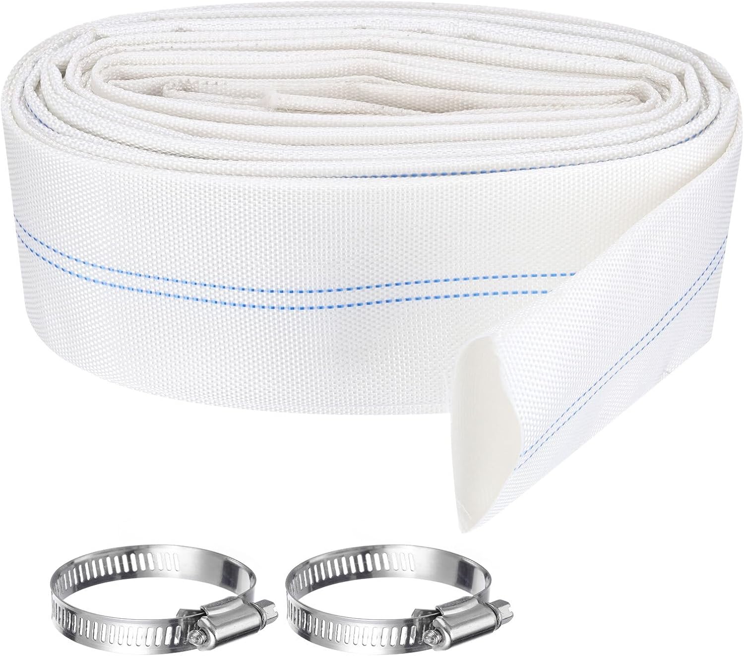Pool Backwash Hose,2 Inch x 30ft Drain Discharge Pump Hoses,2pcs Clamps,White YESSC817