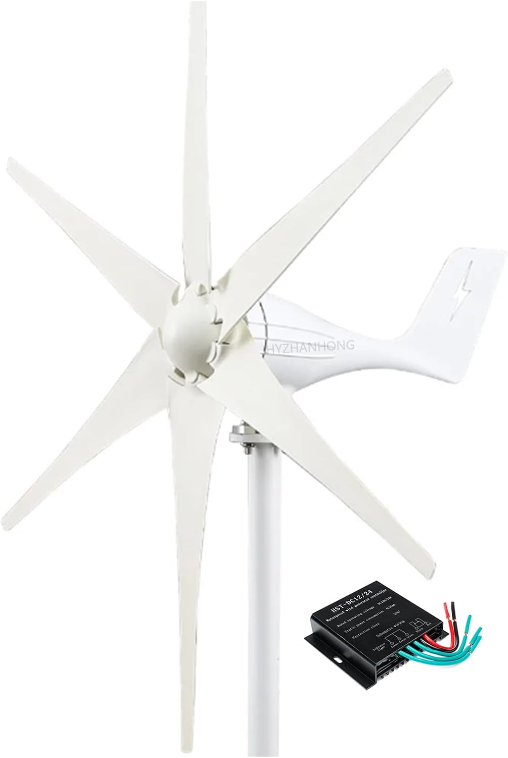 4000W Wind Turbine Generator, Wind Turbine, 6 Blades Low Noise 12V 24V 48V Generator Windmill Maglev Generator Set for Home,Surveillance,Street Lighting