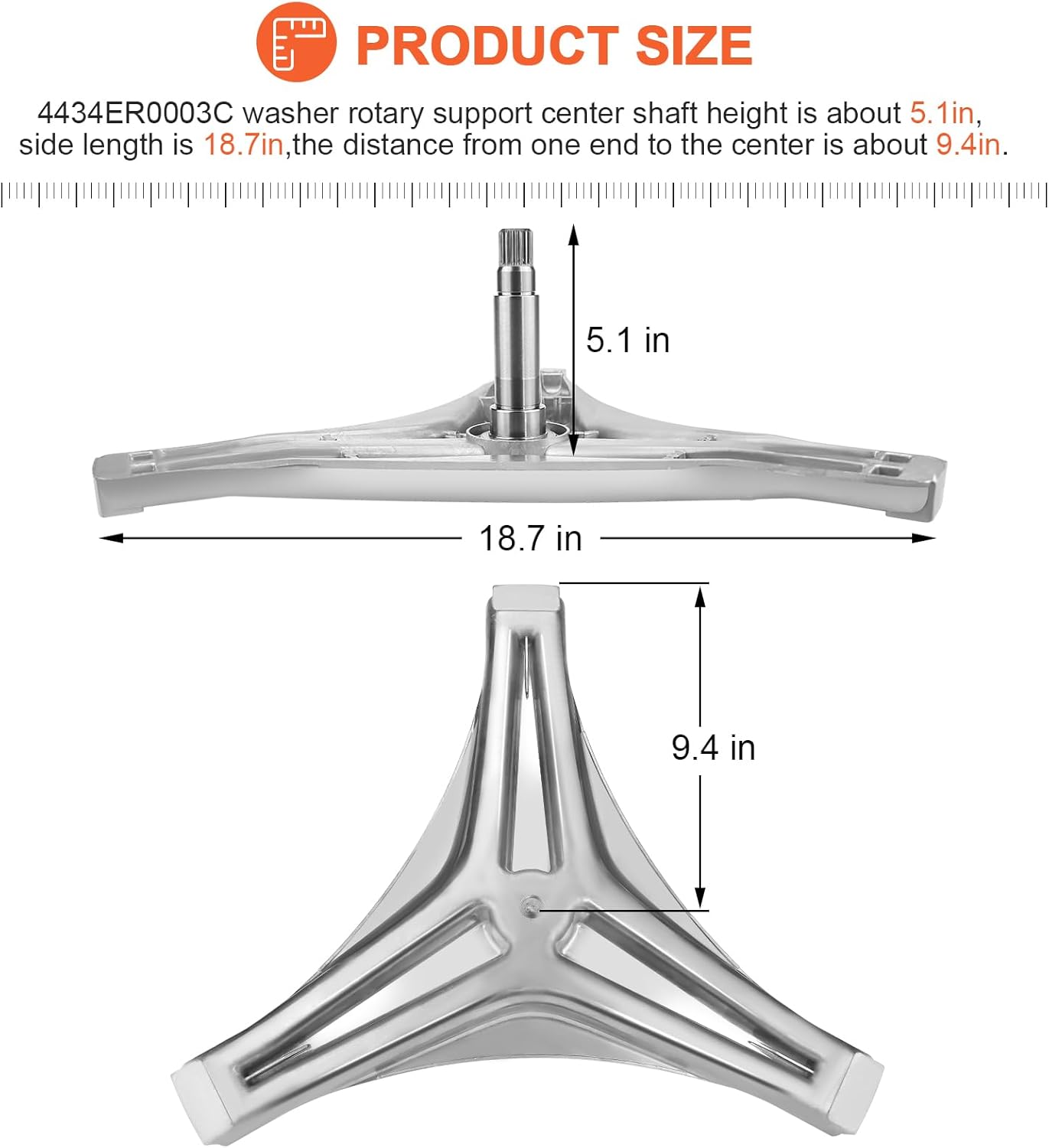 【UPGRADED】4434ER0003C Rear Drum Support (Spider) by Beaquicy - Replacement for Kenmore LG Washing Machine - Flange Shaft Assembly Replaces 4434ER0003A 4434ER0003B