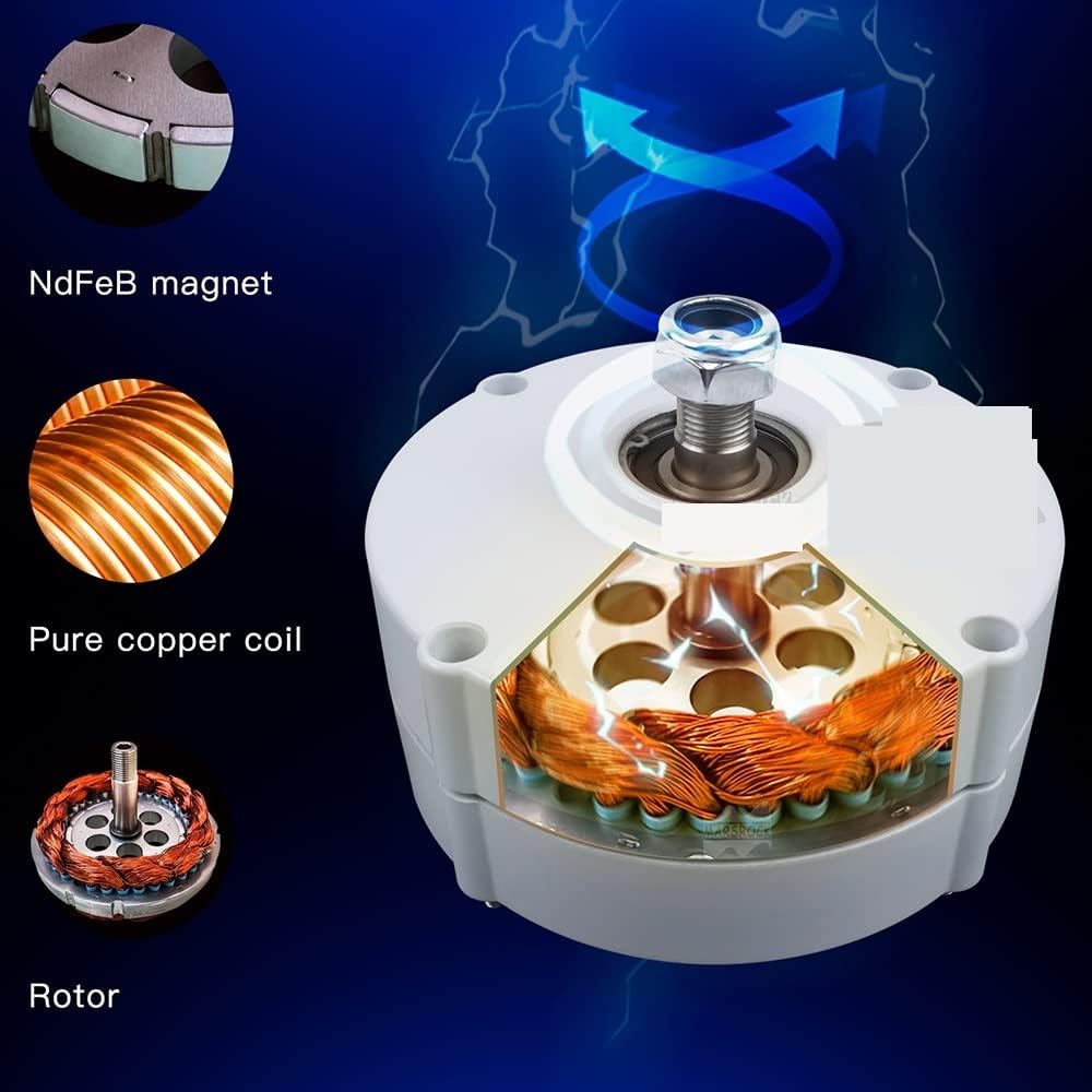 Wind Turbine Generator Kit, 100W 12V 24V Low RPM NdFeb Rare Earth Permanent Magnet Generator for DIY Horizontal Wind Turbine Wind Mil Generator for Hybrid Solar Wind System(AC12V,100W)