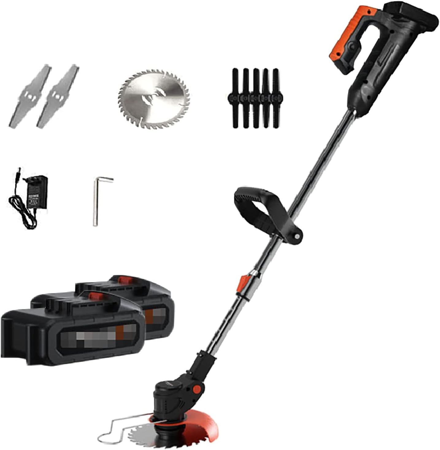 9000mAh Rechargeable Battery, 3-Blade Style, Portable Weeder Lawn Mower for Home Garden Lawn Shrub Trimming