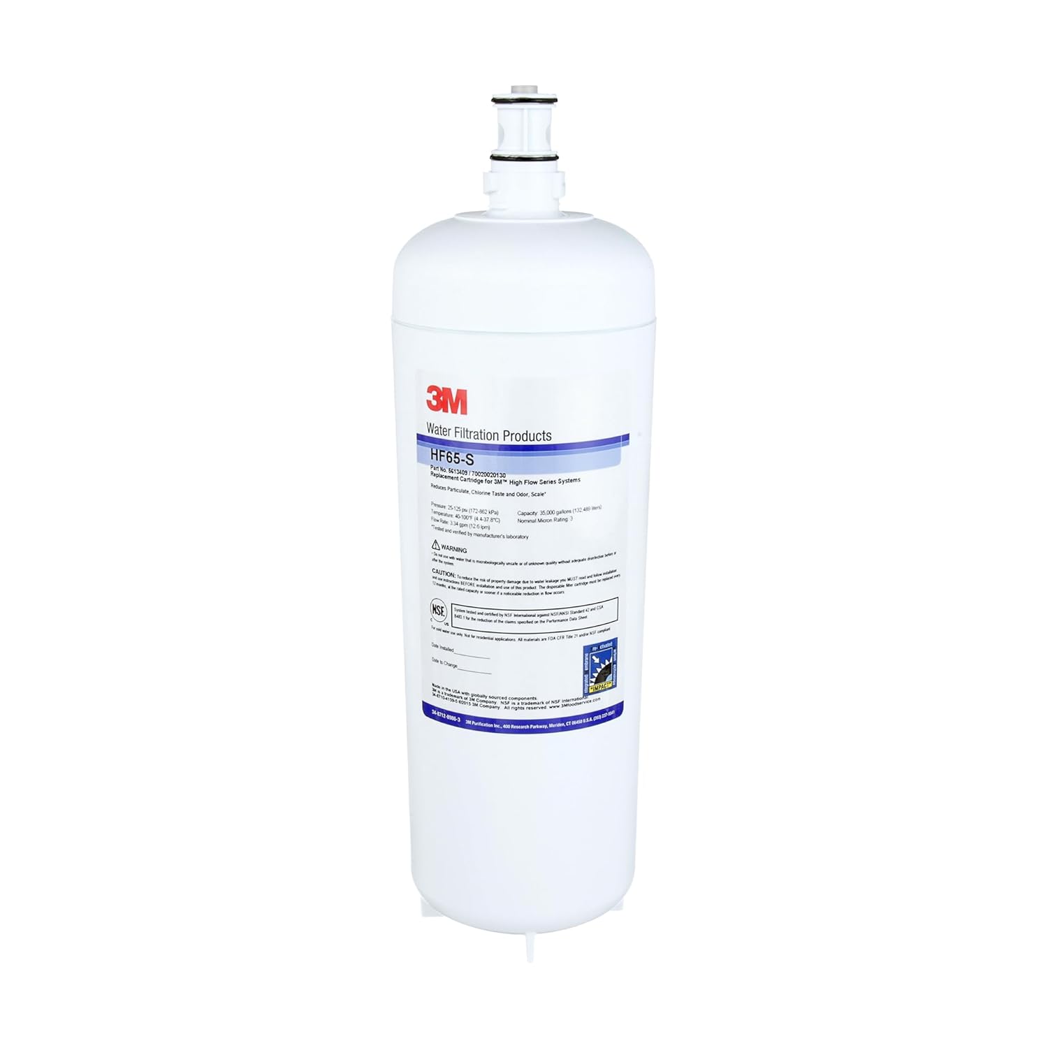3M HF65-S Water Filtration Replacement Cartridge for Ice Series ICE165-S and ICE265-S, 5613409