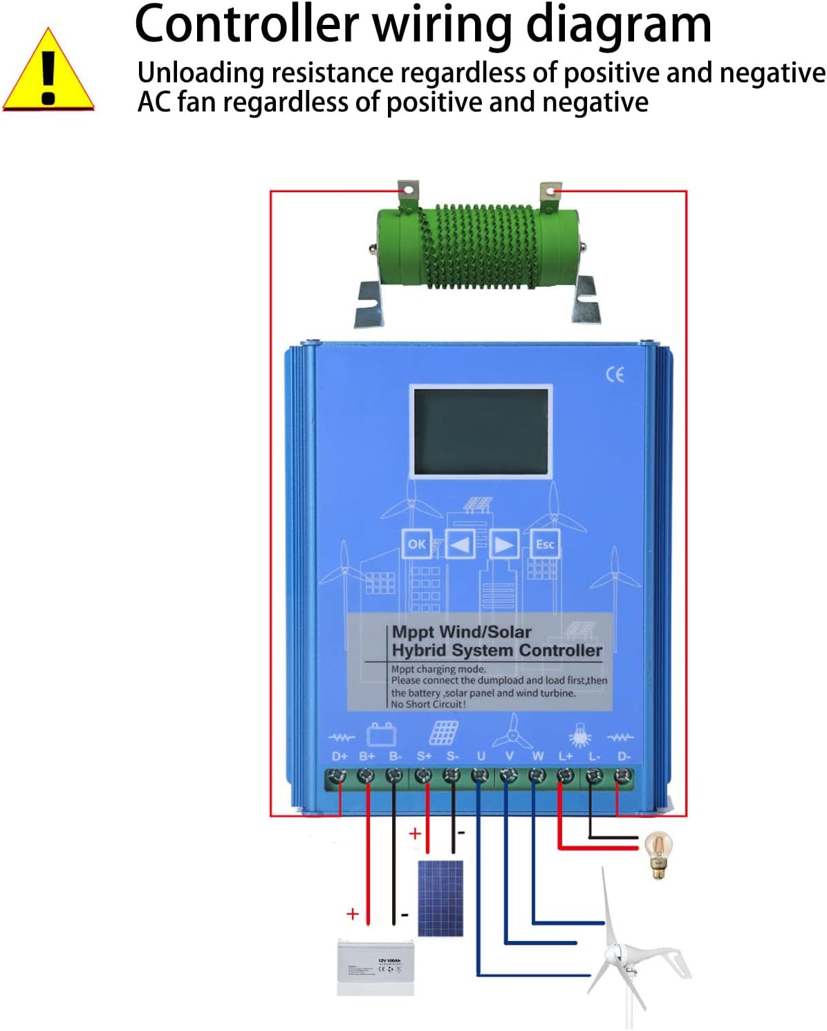 Tyenaza 24V/48V Wind Solar Hybrid Controller Boost LCD Screen MPPT Charging Mode Universal for Off Grid Generation Systems (GPI-48280)