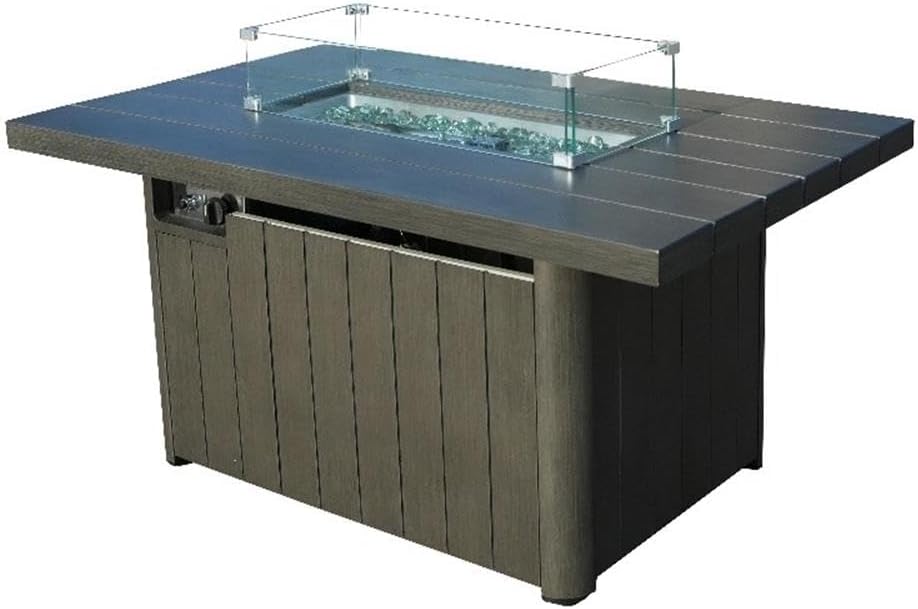 Direct Wicker Gray Cast Iron Propane Outdoor Fire Pit Table with Lid