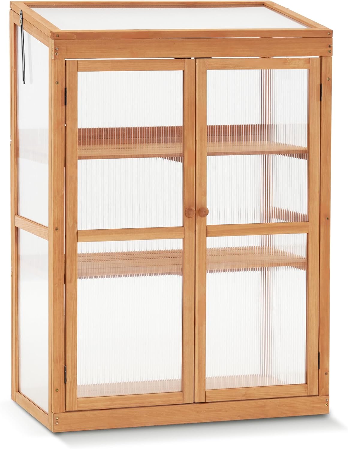 MCombo Wooden Cold Frame Greenhouse, Raised Flower Planter Shelf Protection for Outdoor Indoor Use, 0760 (Orange)