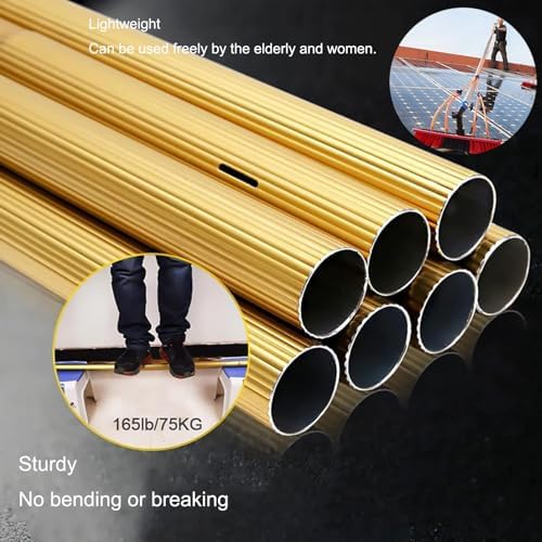 6m/20FT Window Cleaning Pole with Water/Hose Fed System Professional Cleaning Brush Equipment for Windows Photovoltaic and Solar Panels and Conservatory Roof Cleaner(Gold 35cm-15m/50FT)