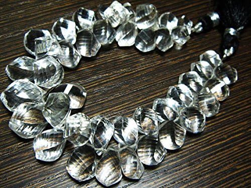 13 inch natural beads strand of 10x7-16x8mm faceted drop rock crystal gemstone beads for DIY jewelry - necklace, bracelet, earring, ring.