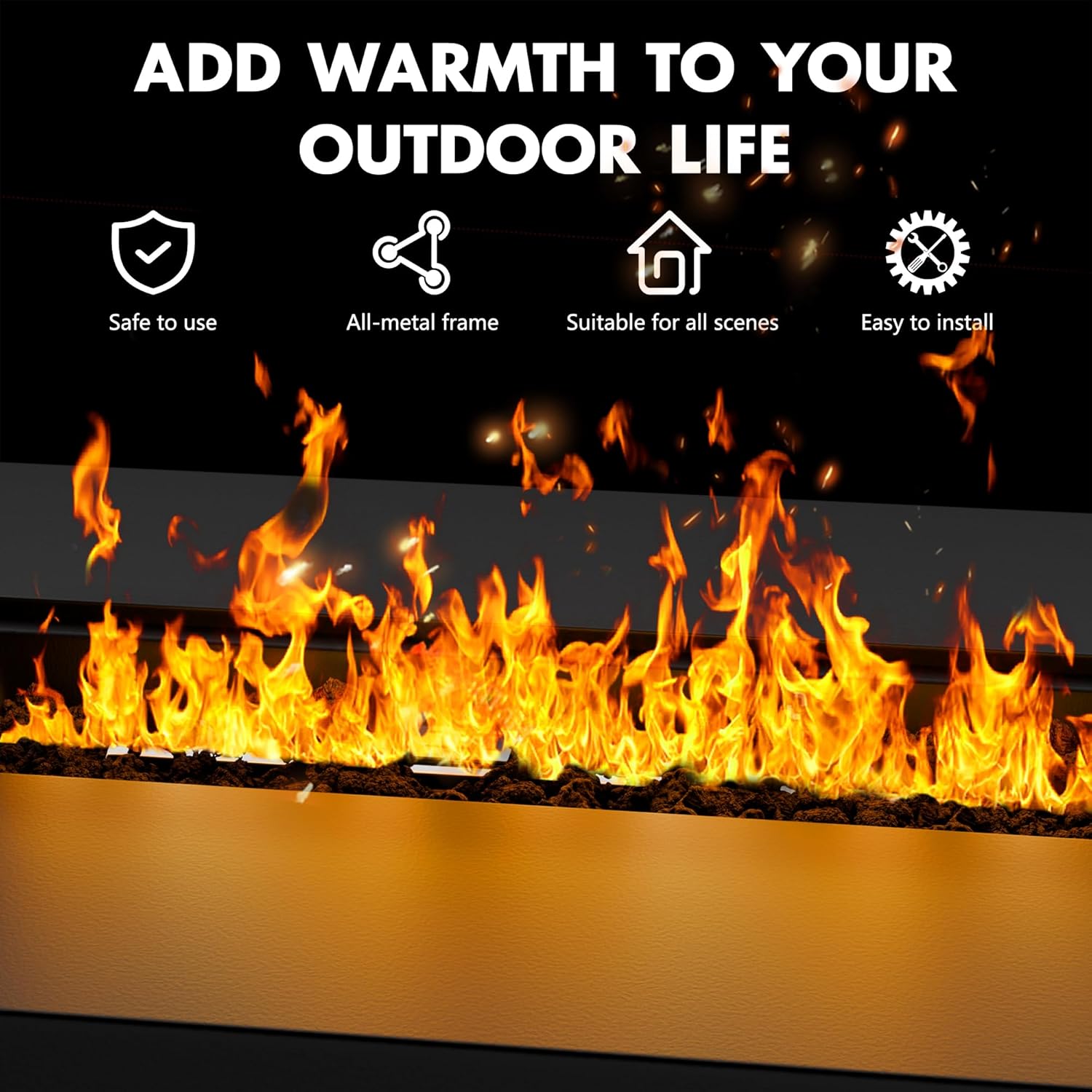 Walsunny 43 Inch Propane Fire Pit Table, Outdoor Fire Pit 50,000 BTU Gas Fire Pit Table, Fire Pits with Lid and Lava Rock for Outside, Patio, Garden, Yard