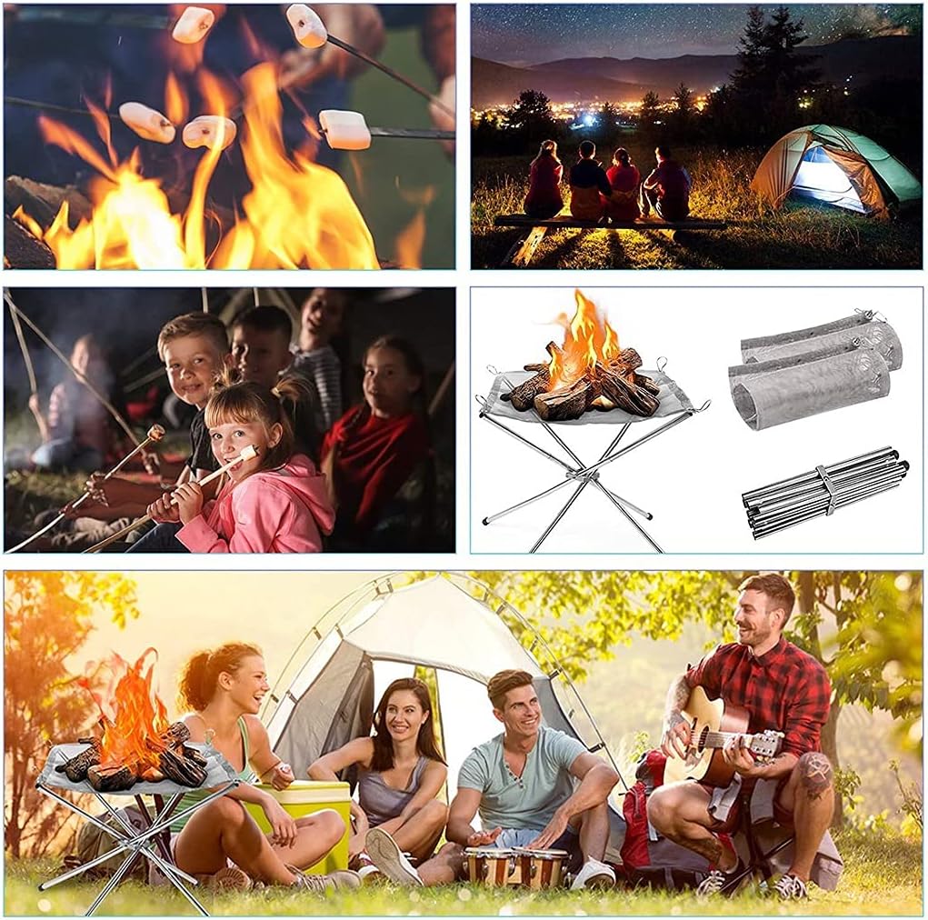 Home Folding Fire Pit Garden Party Bonfire Stand Outdoor Bonfire Equipment Stainless Steel Foldable Carbon Stove, Bearing 5kg