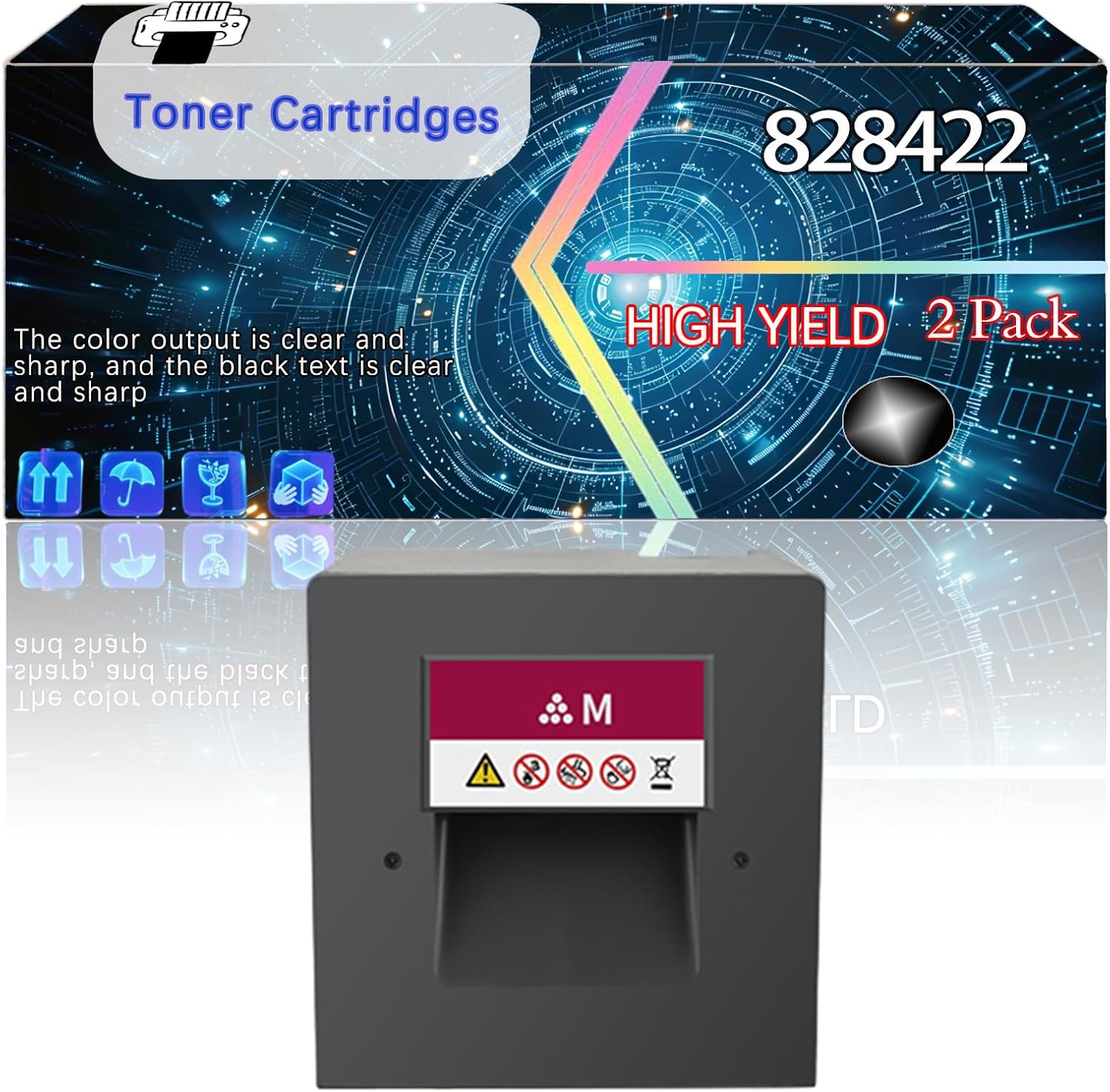 828422 828425 828424 828423 Compatible for Ricoh Pro C5200S C5210s Printers, Replacement Toner Cartridges High Yield Printer Accessories (2 Pack Black)