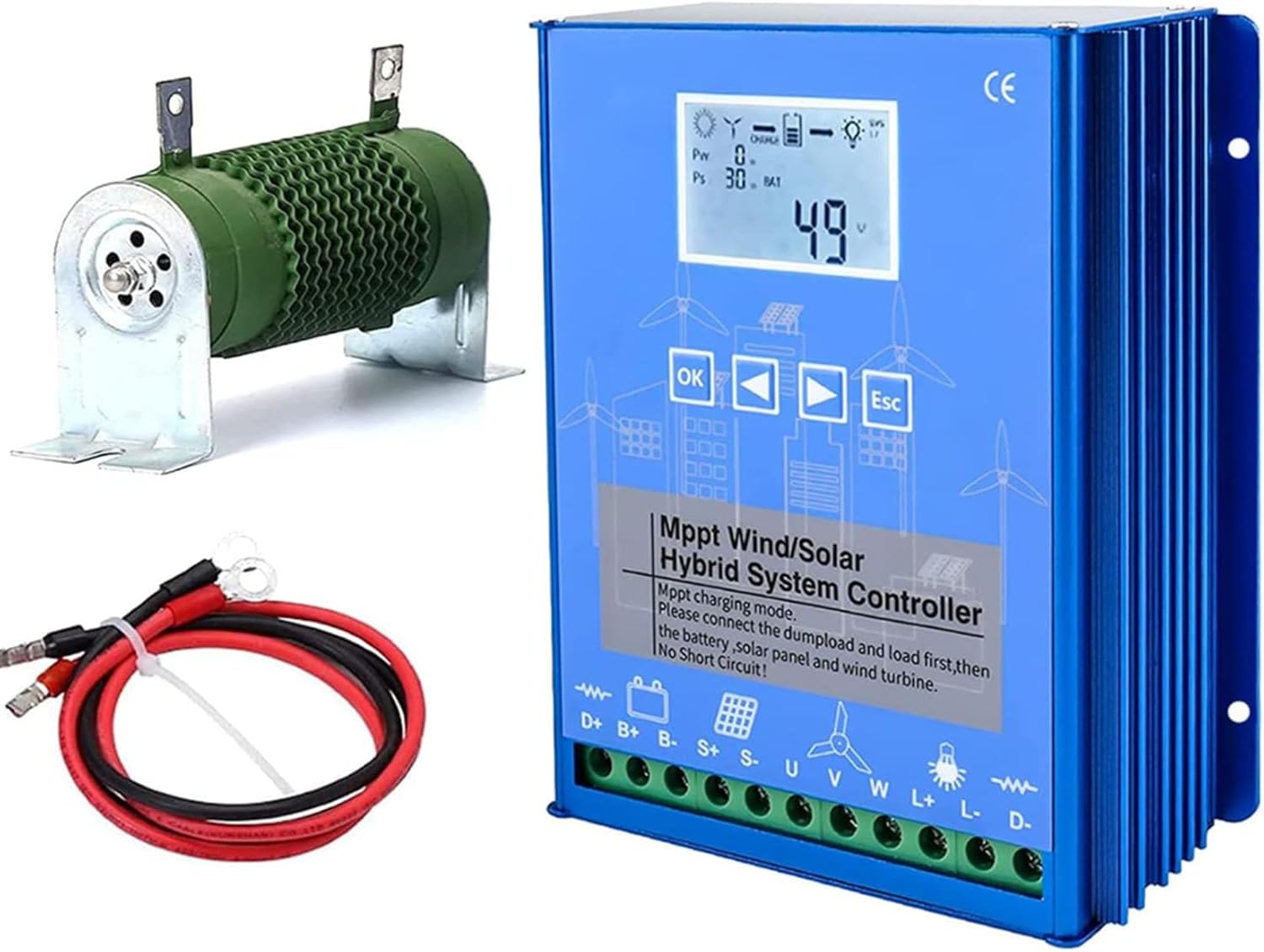 24v,HYZHANHONG 12V 24V 48V Voltage Regulator MPPT Wind-Solar Hybrid Boost Controller, 10000W Wind-Solar Hybrid Charge Controller for Wind Turbine Generator Charger Battery 24V