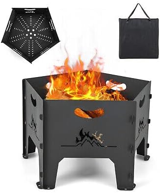 TM Replacement for/Fits Portable Fire Pit w/Storage Bag Convenient Handle Unique Pentagonal Shape Patio Size : 19