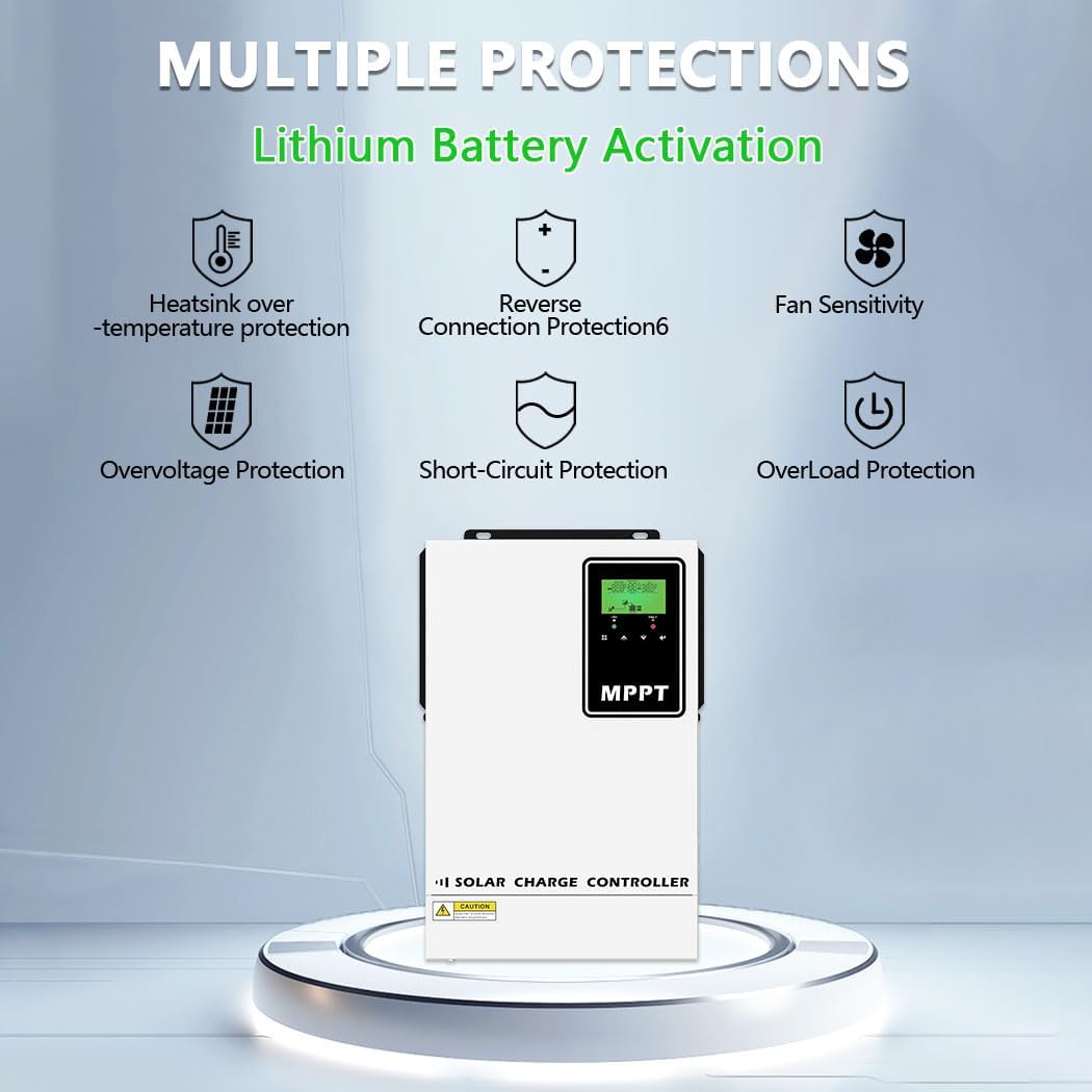 MPPT 140A Solar Charge Controller 48V Battery Regulator High Voltage Input PV MAX 500V with LCD for 48V Energy Storage Battery Chargers AMG,Flooded,LI,User