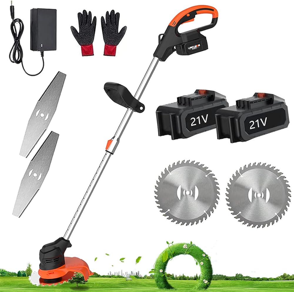 Electric Cordless Lawnmower for Garden and Yard Cordless Lawnmower with 2 Large Capacity Batteries and Spare Blades Easily transforms from Lawnmower to Edger 1800 Watt brushless Motor