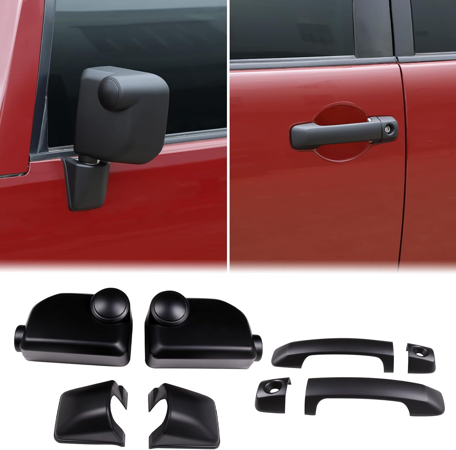 Aunginsy Rear View Mirror Cover Cap & Exterior Door Handle Protector Cover Kit Compatible with Toyota FJ Cruiser 2007-2021 Side Door Rearview Mirror Outer Door Handles Trim Decorative ABS Accessories