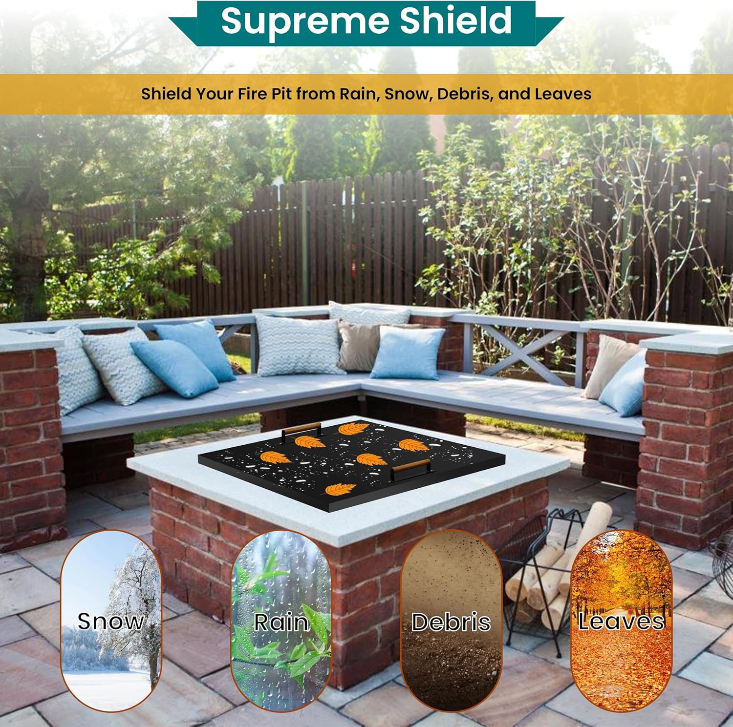 FEBTECH- fire Pit Insert Square lid - 42 x 42 Inch - Linear Drop-in Burner Pan - firePit lid - 1.5 mm Thick Fire Pit Lid for Square fire Insert…