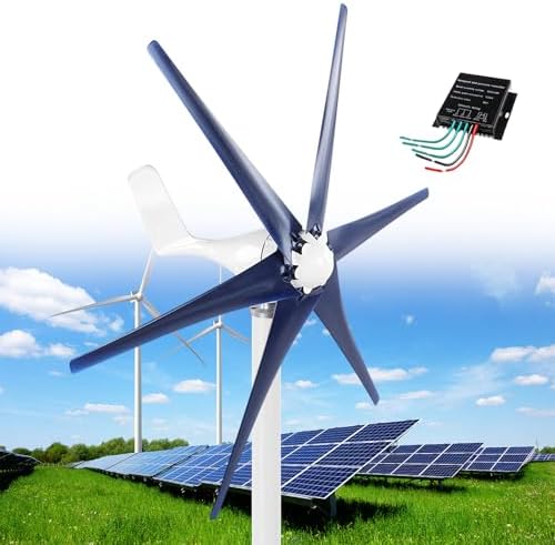 Professional 12000W 5-Blade Wind Turbine Generator - Small Windmill for Solar & Wind Power, 3 Phase AC Permanent Magnet Generator, Blue 12V, Industrial Parts & Accessories