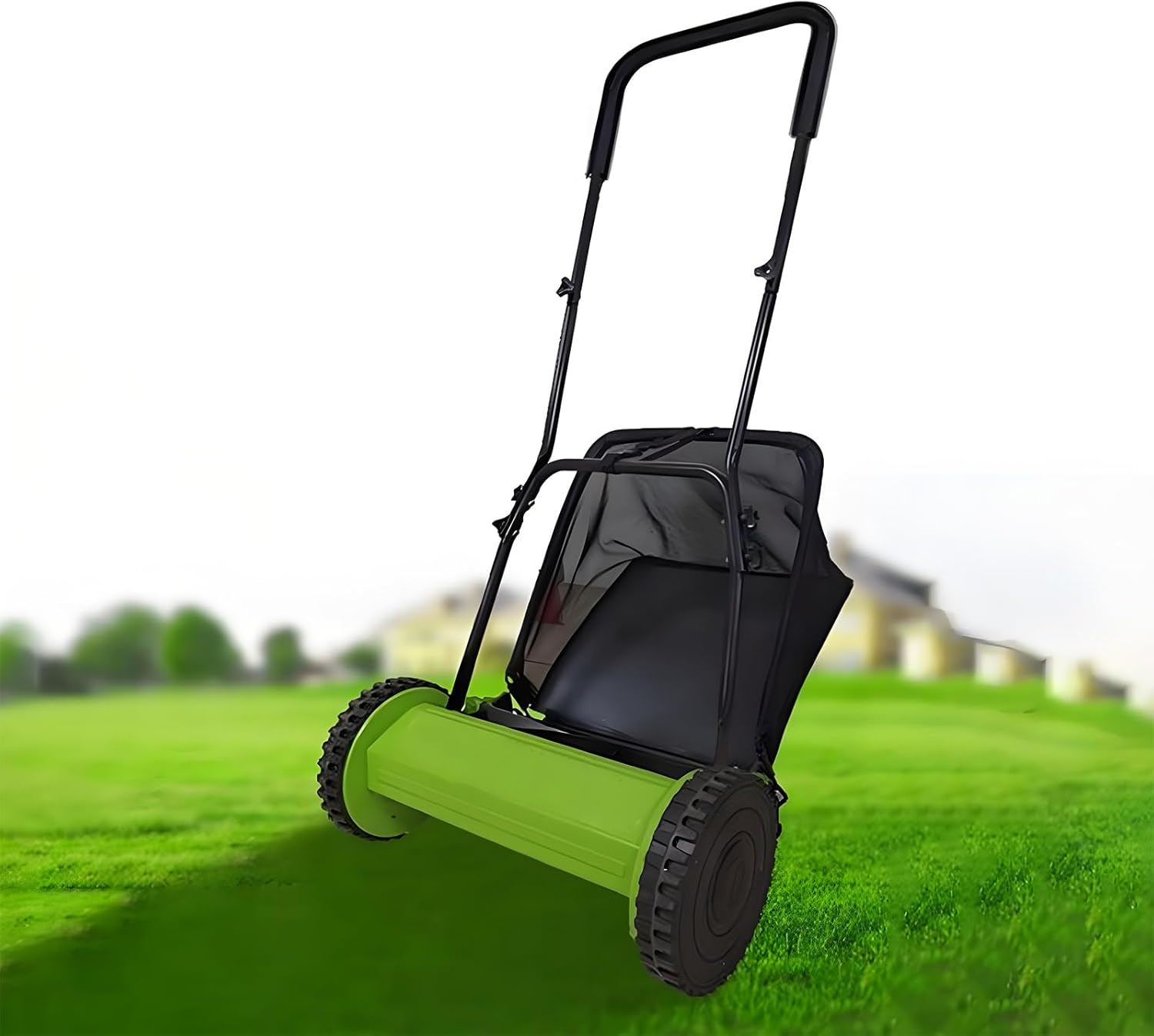 Manual Lawn Mower, Push Reel Lawn Mower with Detachable Grass Catcher for Lawns Soil Garden Yard, Lawns, Parks, Sidewalks, Driveways