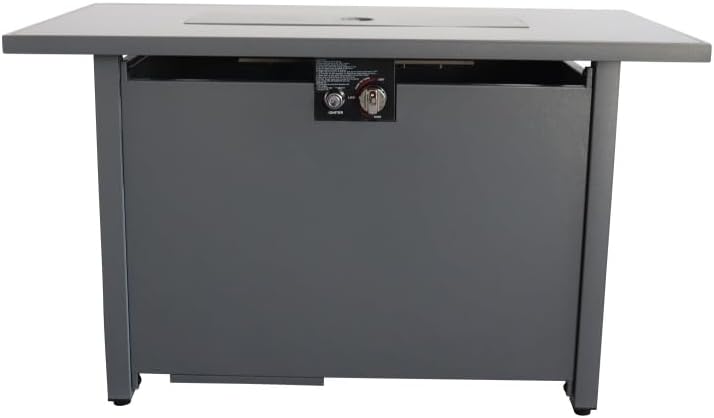 Modern Steel Outdoor Fire Pit Table with Push Button Ignition and Heat Resistant Glass Top for Patio or Deck