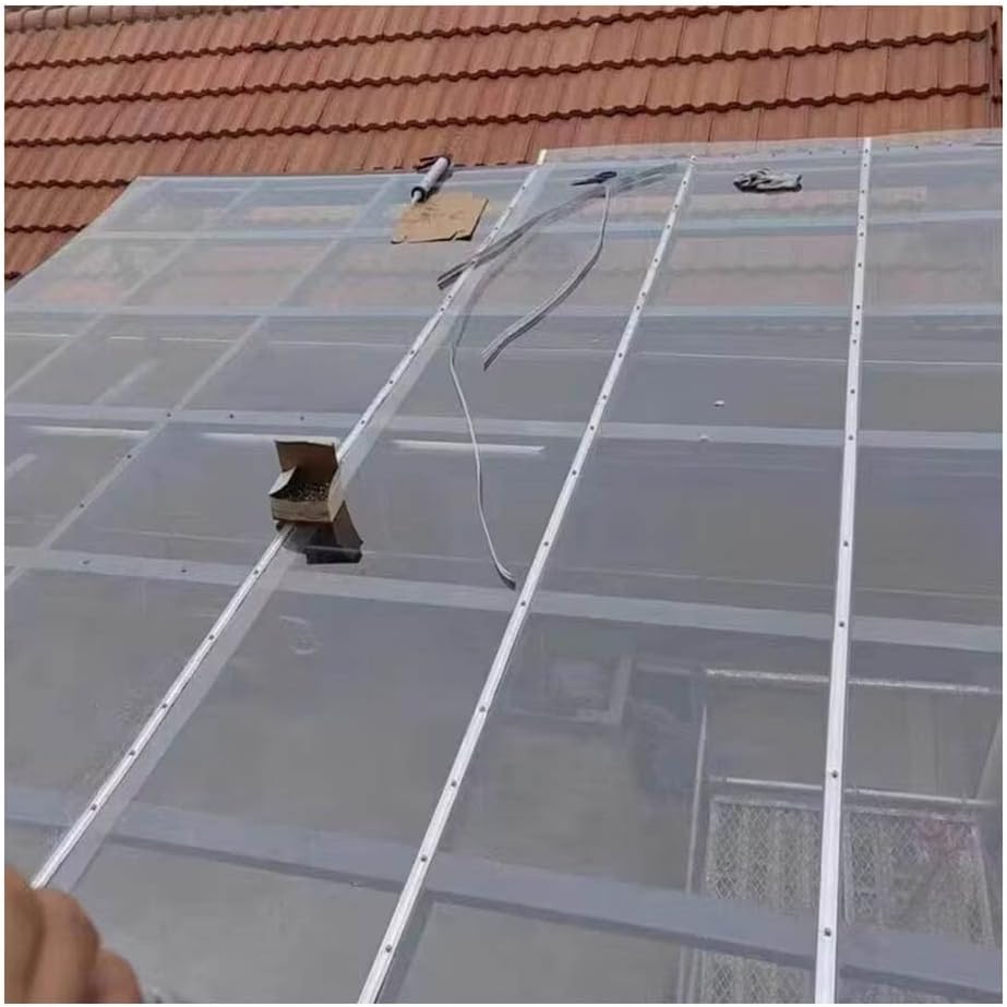 Polycarbonate Plastic Sheet, High Light Transmission PC Endurance Panels Light-bearing Panels With Protective Film UV Blocking For Garden Greenhouse, Canopy, Sunroom Easy To Construct ( Color : Clear-