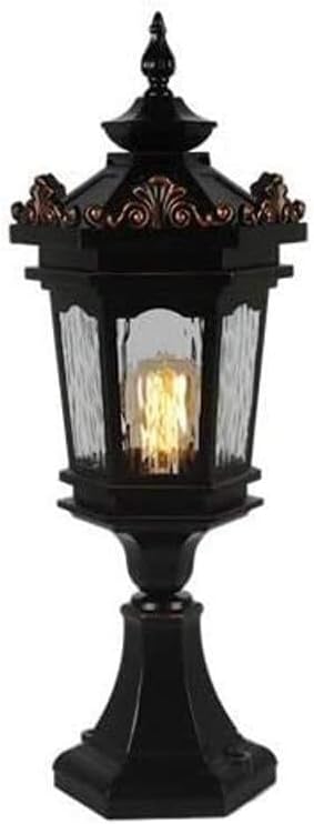 Outdoor Waterproof Retro Industrial Column Headlamp, Garden Courtyard Villa Lighting, Black Aluminum Glass Design