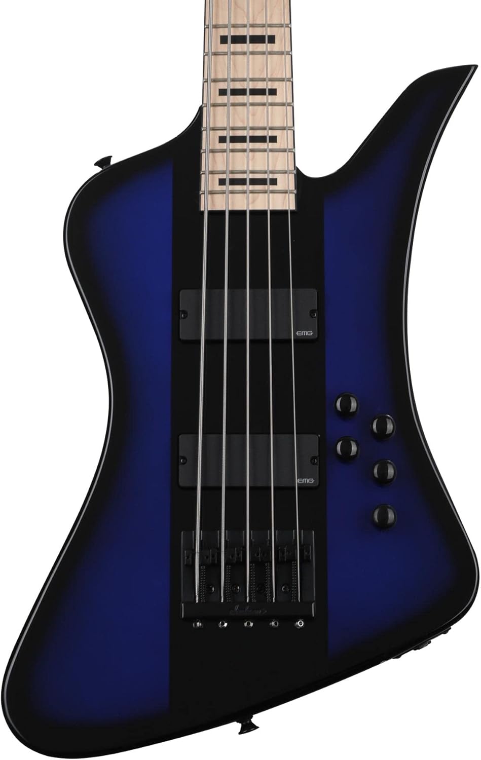 Jackson X Series Signature David Ellefson 5-String Kelly Bird V Bass, Blue Stripe, Maple Fingerboard