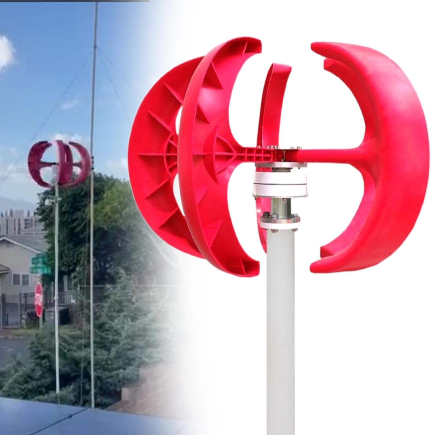 Wind Turbine Generator 15000W/20000W DC 12V/ 24V 5 Blades Lantern Motor Vertical Windmill with Controller for Home Camping,20000W-12V