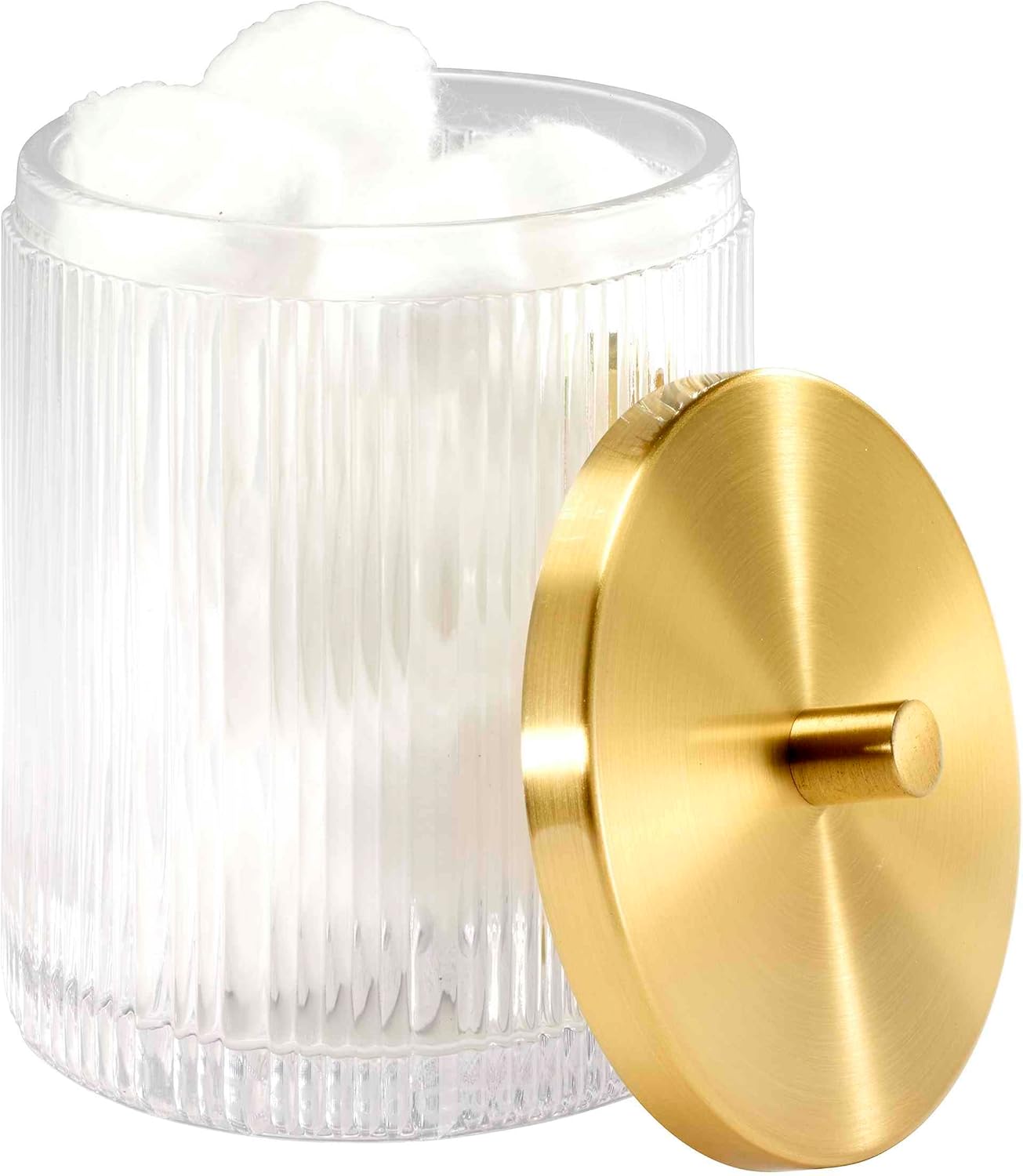 Nicole Miller - Bathroom Set, 3pc Glass Countertop Accessories, Dorm Room Essentials (Louise Collection, Clear)