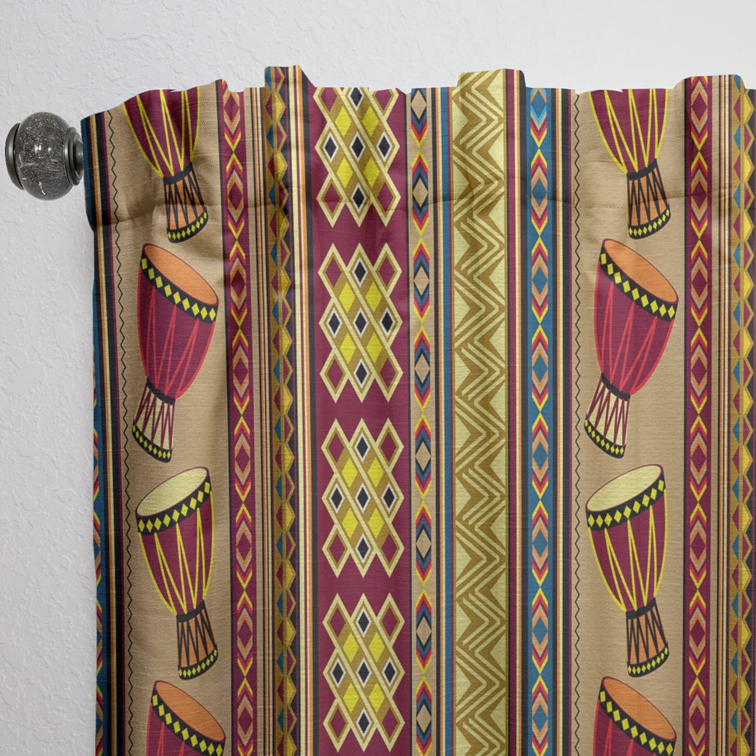 Curtains 'African Drum Beckground' Curtains for Bedroom, Curtains for Living Room, Curtains & Drapes - Thermal Insulated - Single Panel-52x108