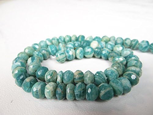 13 inch natural beads strand of 6mm faceted rondelle amazonite gemstone beads for DIY jewelry - necklace, bracelet, earring, ring.