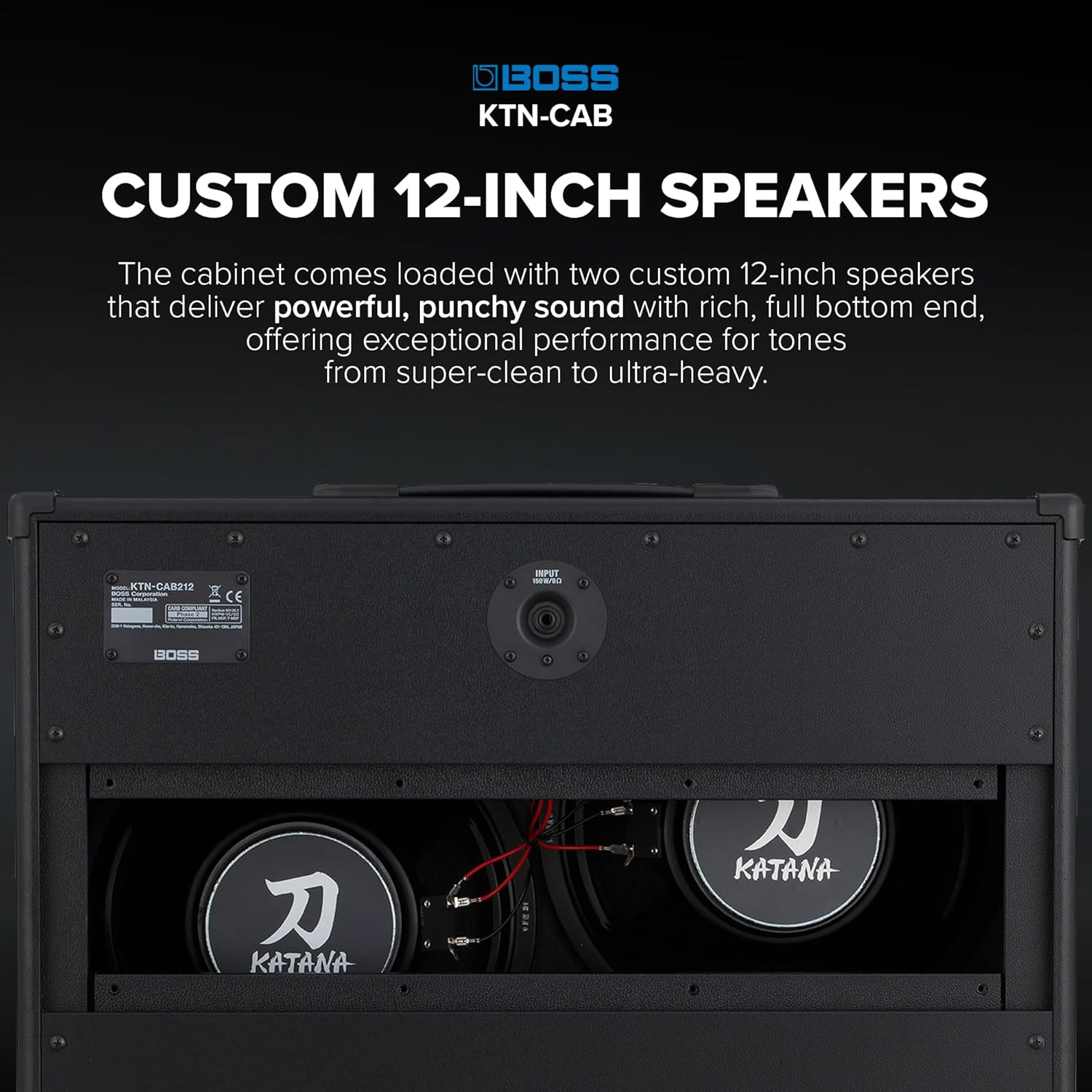 BOSS Katana Cabinet 212 | Speaker Cabinet for the Katana-Head Amplifier | Maximum Tonal Performance & Rugged Durability | Two Custom 12-Inch Speakers | Detachable Back Panel | 150-Watt Power Capacity