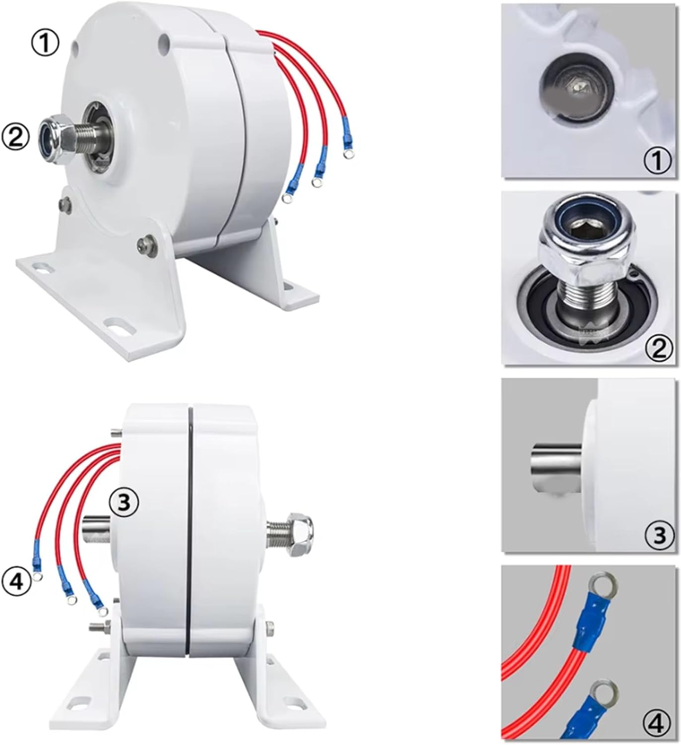 12V 24V 48V 8000W Low Speed Permanent Magnet Generator with high Efficiency brushless AC Generator with Base, Suitable for Vertical or Horizontal Wind Turbine (White), 220V